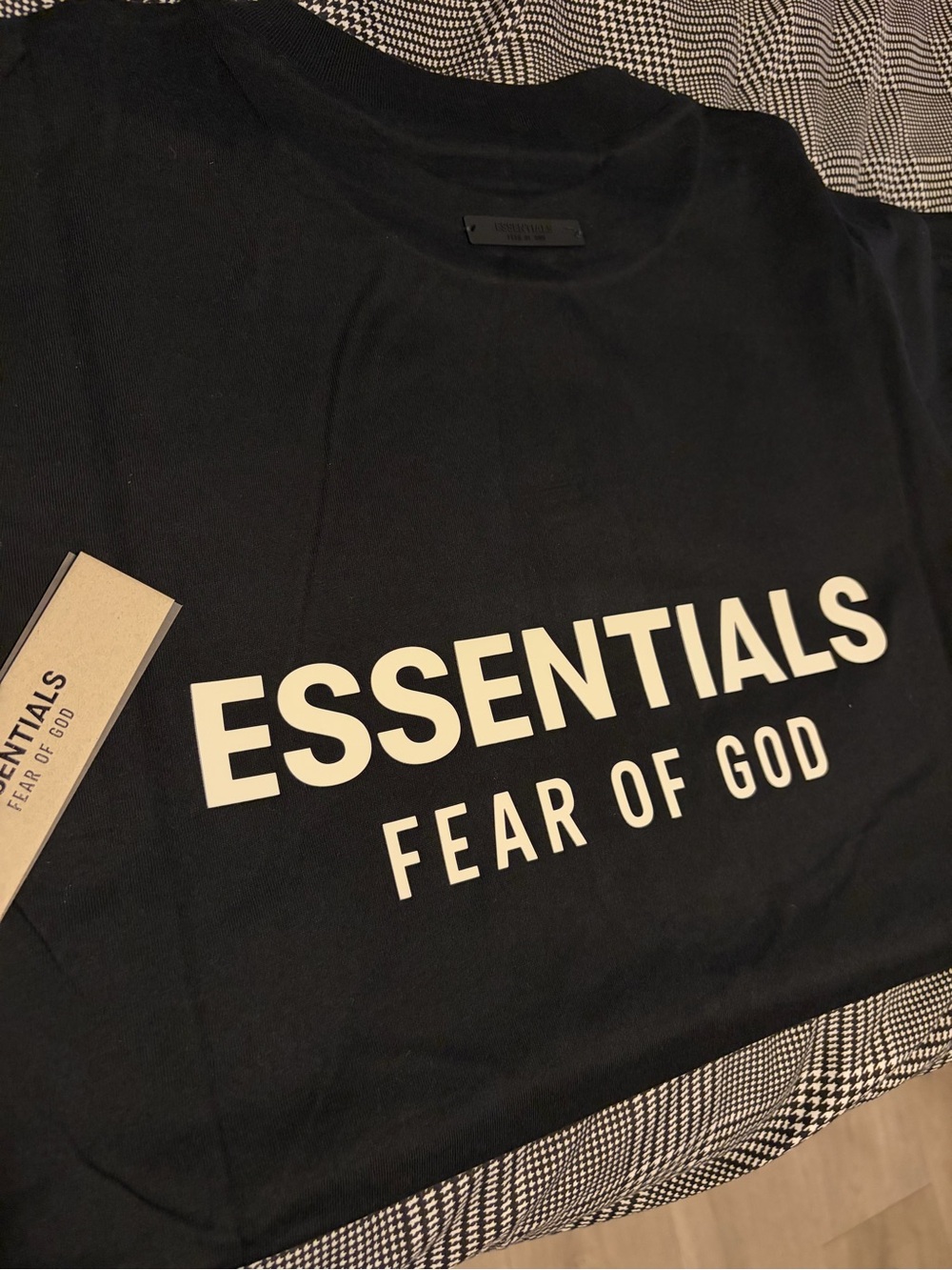 Fear of God Black Tee with White ESSENTIALS Logo Over size M